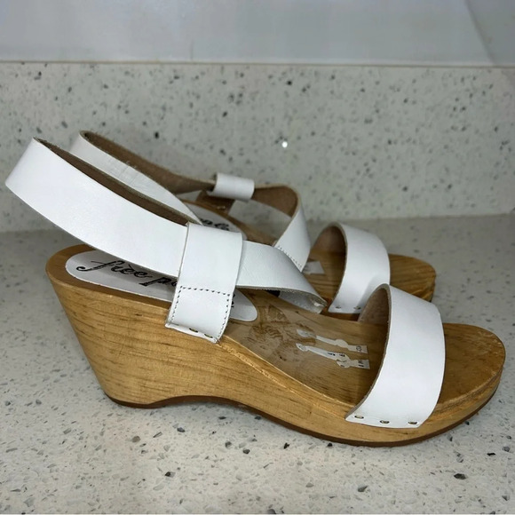 Free People Dune Wooden Beach White Leather Clog wood clog​​ - Picture 9 of 10